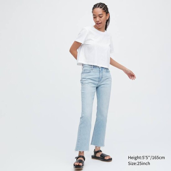 Uniqlo Kick Flared Cut-off Džínsy Damske Modre | JYDRTI-495