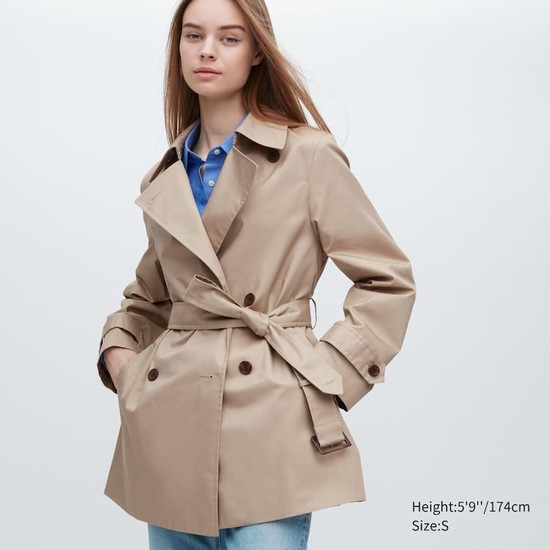 Uniqlo Kratke Trench Kabáty Damske Béžové | HLVZXD-391
