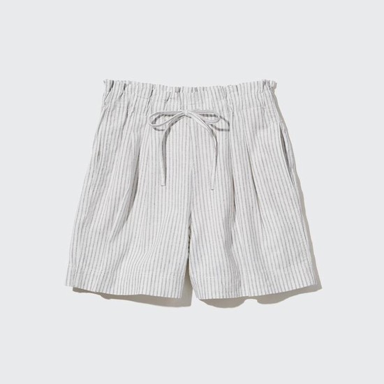 Uniqlo Linen Bavlnene Blend Pruhované Sortky Damske Biele | WSYIRT-327