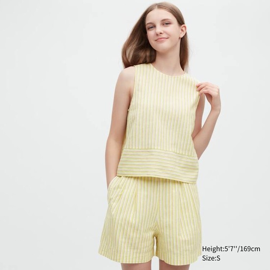 Uniqlo Linen Blend Bez Rukavov Blúzky Damske Žlté | VYTJRL-403