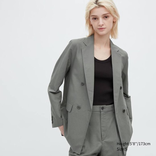 Uniqlo Linen Blend Bundy Damske Olivovo Zelená | LEJVYK-039