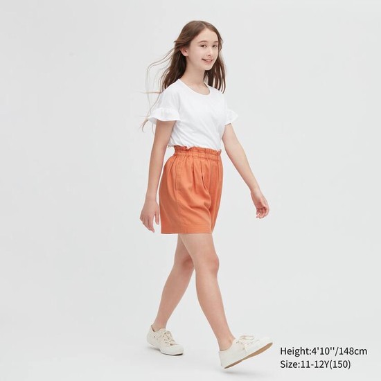 Uniqlo Linen Blend Easy Sortky Detske Oranžové | XYIVMZ-347
