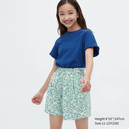 Uniqlo Linen Blend Flower Print Easy Sortky Detske Zelene | UCAPHV-654