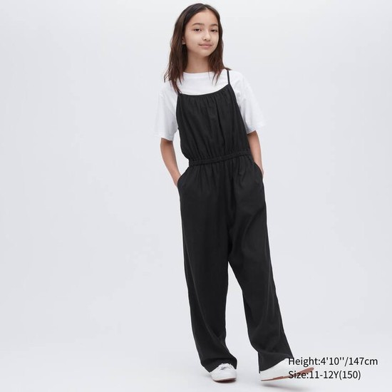 Uniqlo Linen Blend Kombinéza Detske Čierne | WTNGIQ-580