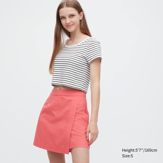 Uniqlo Linen Blend Skort Sukne Damske Ruzove | EWMIOB-895