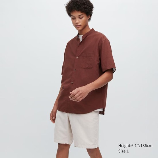 Uniqlo Linen Blend Sortky Panske Béžové | ZMSUIW-971
