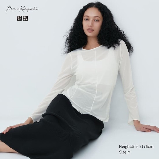 Uniqlo Mame Kurogouchi Sheer Mock Neck Long Sleeved Topy Damske Biele | AMIRTU-083