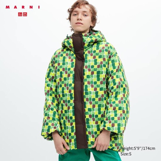 Uniqlo Marni Down Printed Oversized Kabáty Damske Zelene | SLEJMV-943
