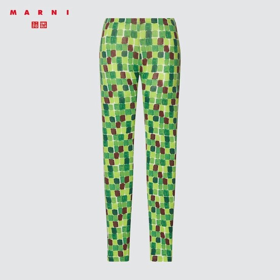 Uniqlo Marni Heattech Printed Thermal Leginy Damske Zelene | JYQDLK-342