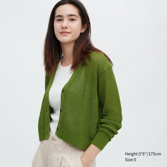Uniqlo Mesh Kratke Kardigán Damske Zelene | ENAJSZ-791