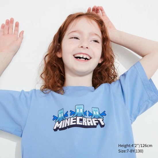 Uniqlo Minecraft Ut Grafika Tricko Detske Modre | FQXCUE-418