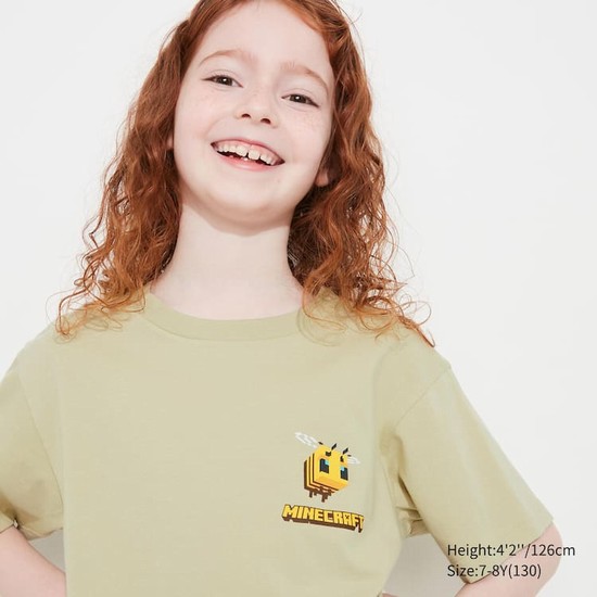 Uniqlo Minecraft Ut Grafika Tricko Detske Béžové | SHCPGM-375