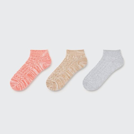 Uniqlo Mixed Yarn Kratke (Three Pairs) Ponozky Damske Ruzove Siva Béžové | EUBQDI-480