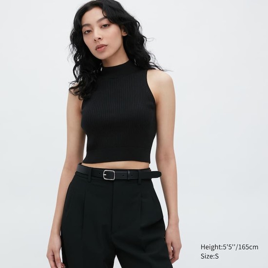 Uniqlo Mock Neck Cropped Pleteniny Damske Čierne | NUSCHO-608