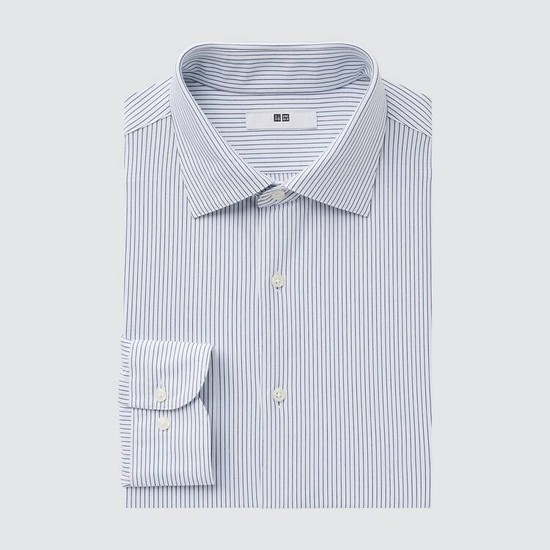 Uniqlo Non-iron Jersey Regular Fit Pruhované (Semi-cutaway Collar) Kosele Panske Modre | ROVFUH-165