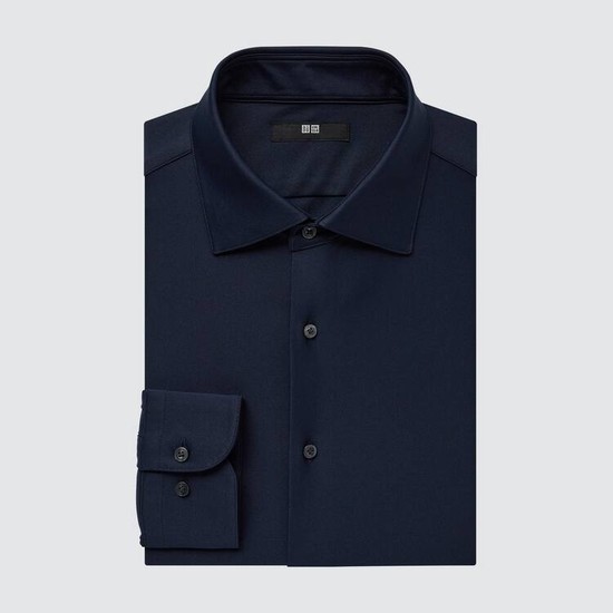 Uniqlo Non-iron Jersey Regular Fit (Semi-cutaway Collar) Kosele Panske Námornícka Modrá | DEMPZI-736