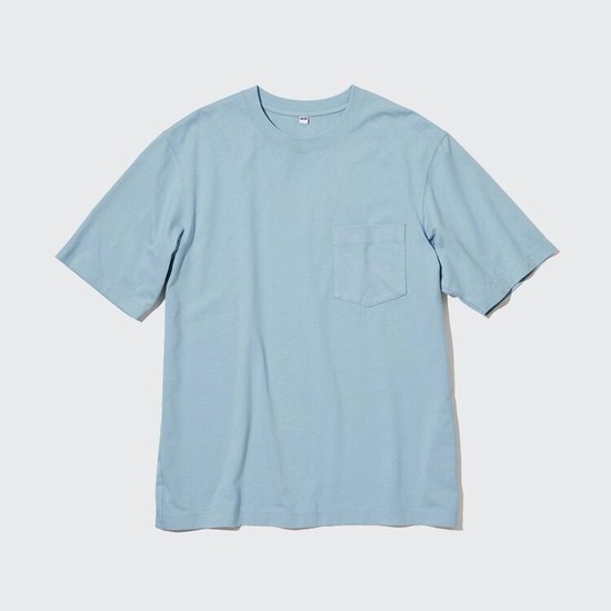 Uniqlo Oversized Pocket Crew Neck Half Sleeved Tricko Panske Modre | ZVGJBE-352