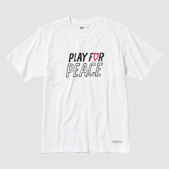 Uniqlo Peace For All Ut Grafika (Kei Nishikori) Tricko Panske Biele | ZELWBX-310