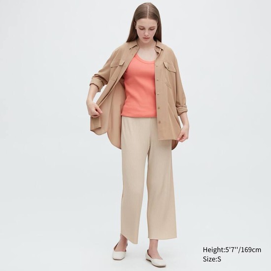 Uniqlo Plisované Rovno Leg Easy Nohavice Damske Béžové | DGNUEM-869