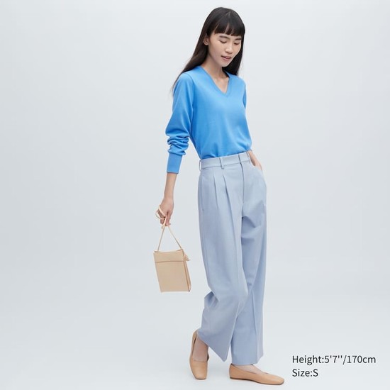 Uniqlo Plisované Siroke Topanky Leg Nohavice Damske Modre | WTNXBG-569