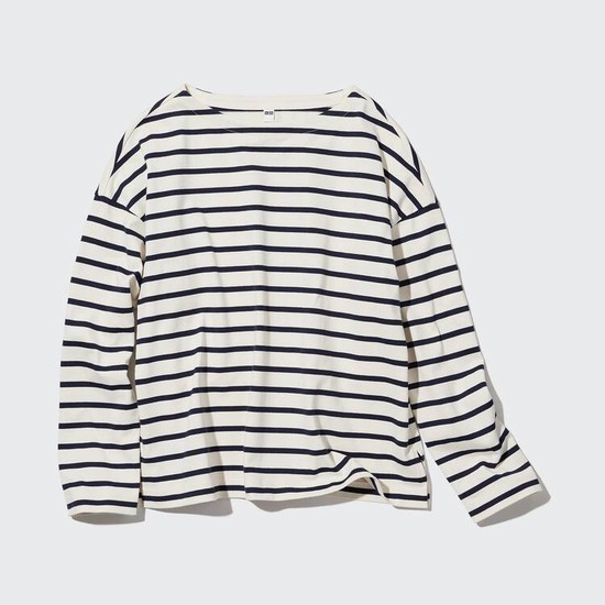 Uniqlo Pruhované Long Sleeved Tricko Damske Biele | QIACYM-592