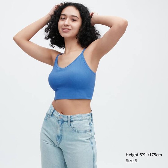 Uniqlo Rebrovaný Cropped Camisole Topy Damske Modre | YTBURV-172