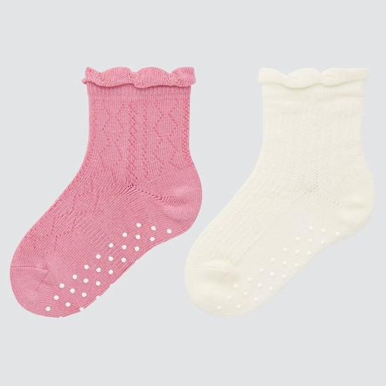 Uniqlo Regular (Two Pairs) Ponozky Pre Babatka Ruzove Béžové | PUOGFZ-486
