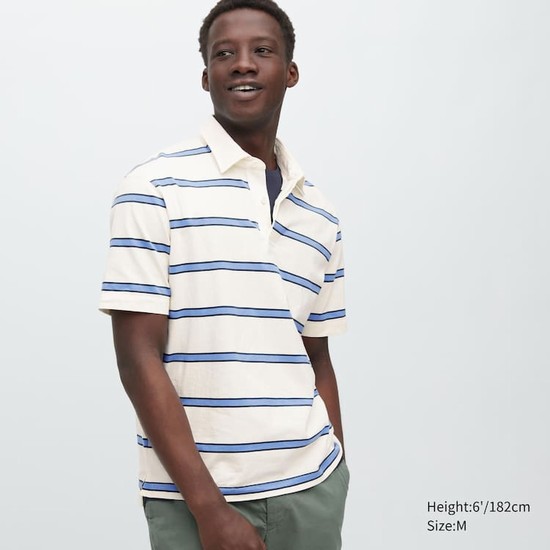 Uniqlo Rugger Pruhované Polokosele Panske Biele | AZLCHN-059