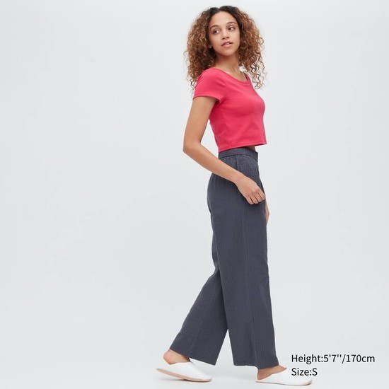 Uniqlo Seersucker Easy Nohavice Damske Tmavo Siva | YSACVU-713
