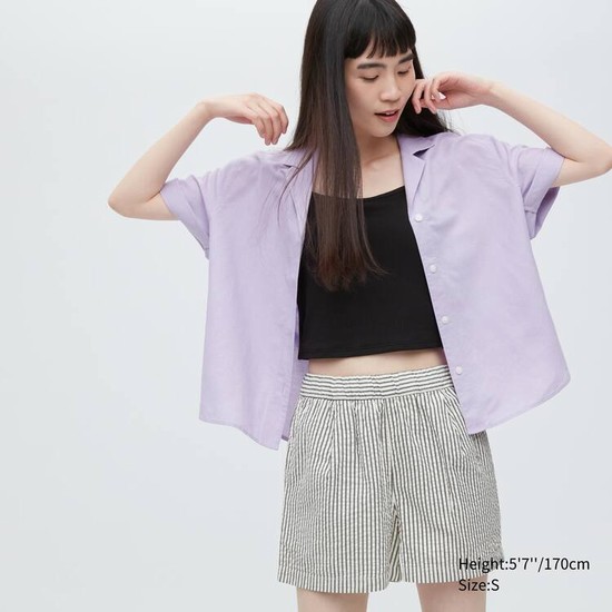 Uniqlo Seersucker Easy Pruhované Sortky Damske Siva | PTEIBM-728