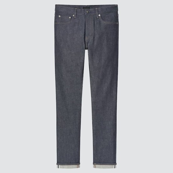 Uniqlo Selvedge Stretch Slim Fit (2021 Season) Džínsy Panske Námornícka Modrá | WJOMDV-890