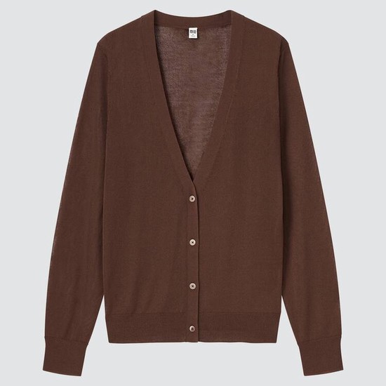 Uniqlo Sheer V Neck Kardigán Damske Hnede | MXAJFH-391