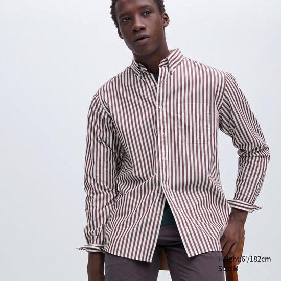 Uniqlo Shirt Bežná Long Sleeve Kosele Panske Bordove | UGRPXA-897