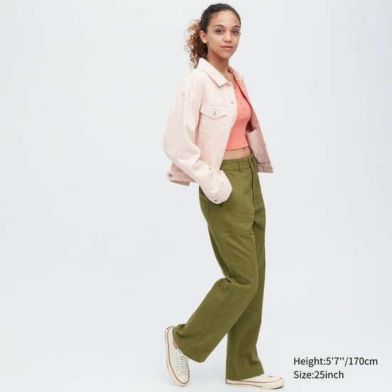 Uniqlo Siroke Topanky Leg Baker Nohavice Damske Olivovo Zelená | DWGNMB-964