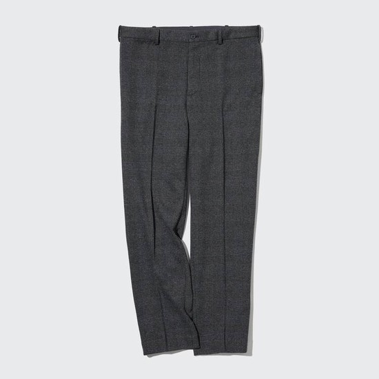Uniqlo Smart Glen Checked Ankle Length (Long) Nohavice Panske Siva | FOLAMV-926