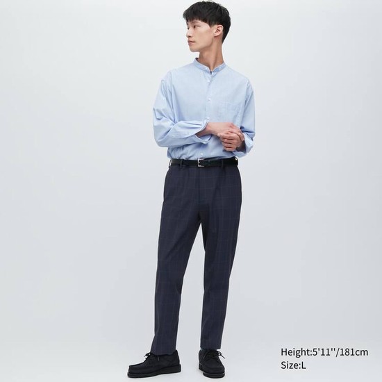Uniqlo Smart Patterned Ankle Length Nohavice Panske Námornícka Modrá | NFXTEU-145