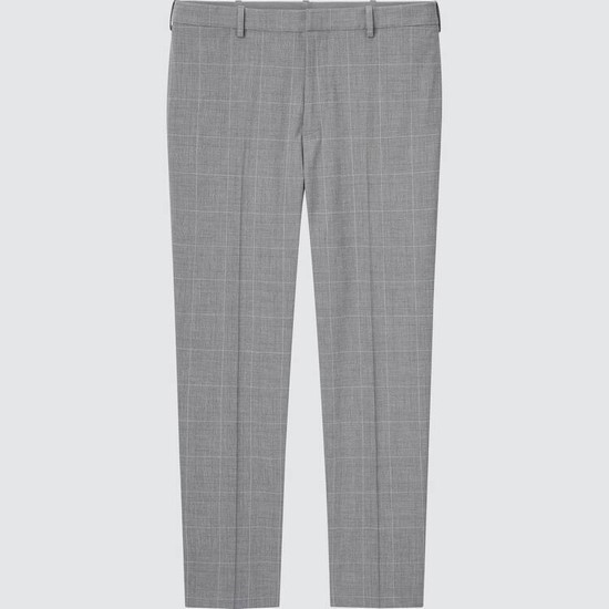 Uniqlo Smart Pohodlie Glen Checked Ankle Length Nohavice Panske Siva | XLIRYS-920