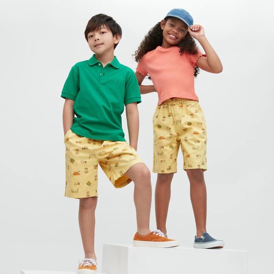 Uniqlo Stretch Printed Easy Sortky Detske Žlté | FVHZAY-617