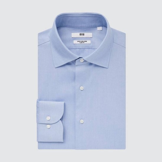 Uniqlo Super Non-iron Slim Fit (Semi-cutaway Collar) Kosele Panske Svetlo Modre | IEKFTB-605