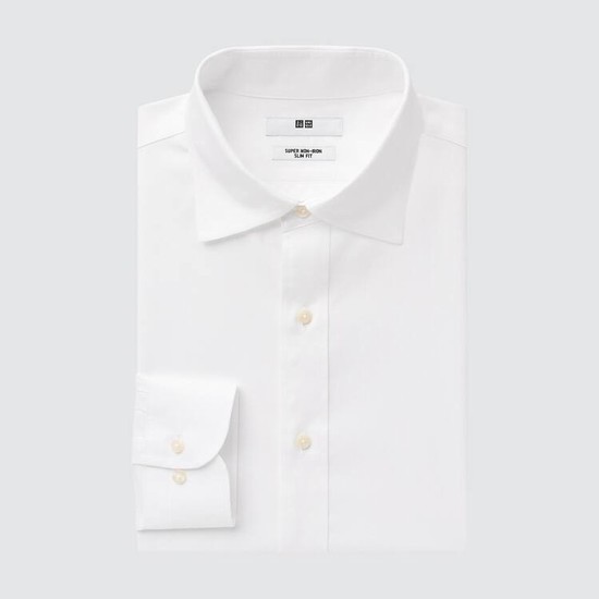 Uniqlo Super Non-iron Slim Fit (Semi-cutaway Collar) Kosele Panske Biele | JBSYHX-758