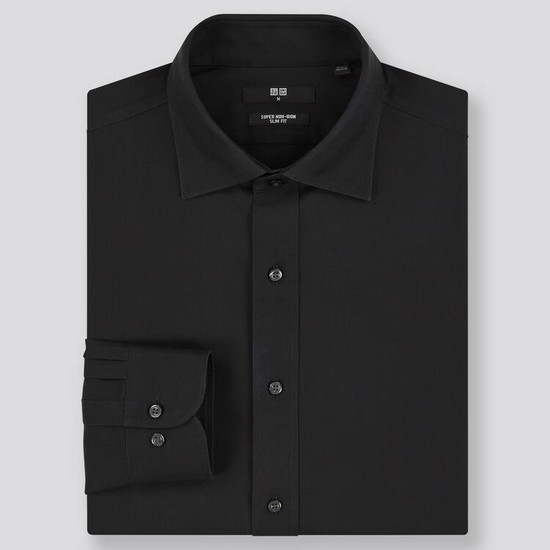 Uniqlo Super Non-iron Slim Fit Semi-cutaway Collar (2020 Season) Kosele Panske Čierne | ASDRLO-615