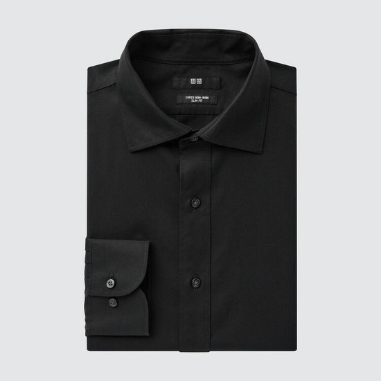 Uniqlo Super Non-iron Slim Fit Semi-cutaway Collar (2020 Season) Kosele Panske Čierne | XPVAUI-621