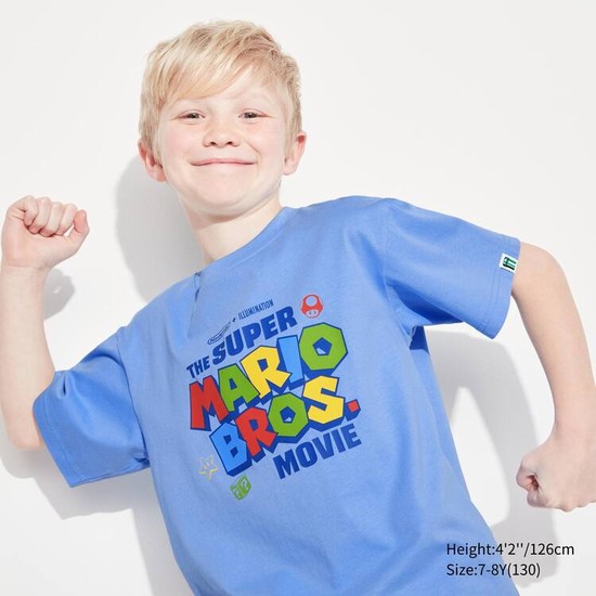 Uniqlo The Super Mario Bros Movie Ut Grafika Tricko Detske Modre | GDWSKC-860