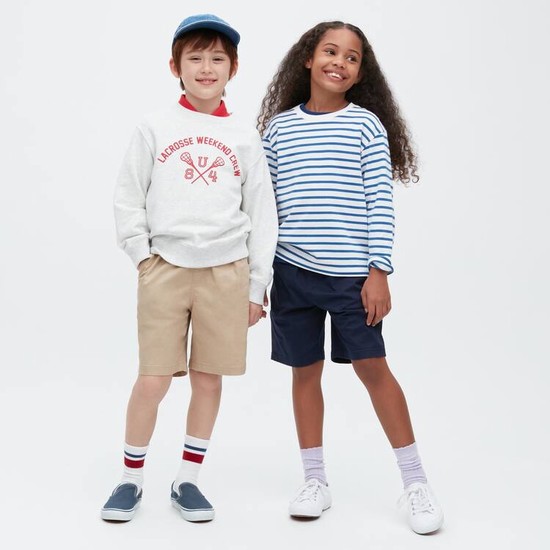 Uniqlo Twill Stretch Easy Sortky Detske Béžové | ZRXTHQ-132