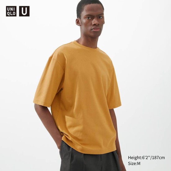 Uniqlo U Airism Bavlnene Crew Neck Oversized Fit Half Sleeved Tricko Panske Oranžové | ASVUBR-258