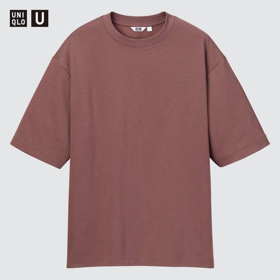 Uniqlo U Airism Bavlnene Crew Neck Oversized Tricko Panske Bordove | OHQMBN-498