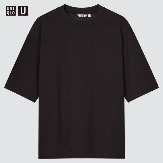 Uniqlo U Airism Bavlnene Oversized Crew Neck Tricko Panske Čierne | UTHMPW-673