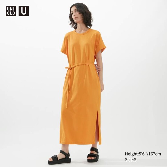 Uniqlo U Airism Cottoned Kratke Sleeved Saty Damske Oranžové | NIRSGA-280