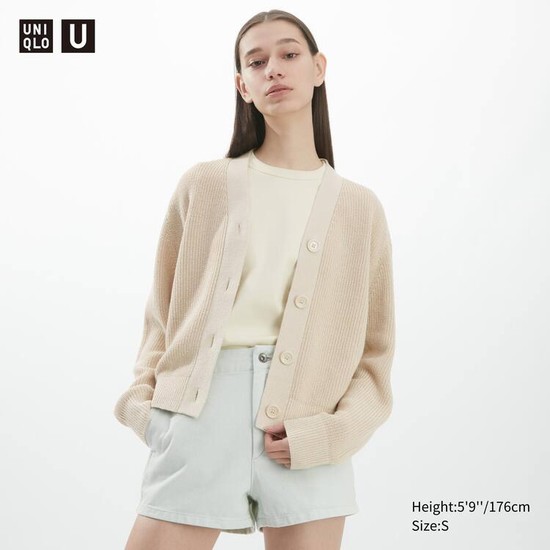 Uniqlo U Rebrovaný Kardigán Damske Béžové | NGTBAI-190