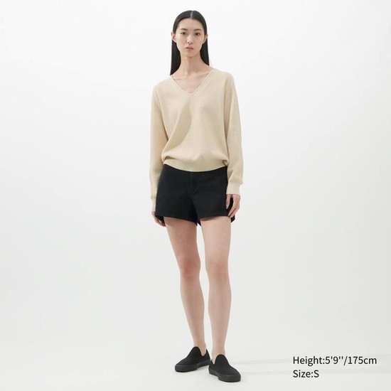 Uniqlo U V Neck Pleteniny Damske Béžové | JFKMYU-985